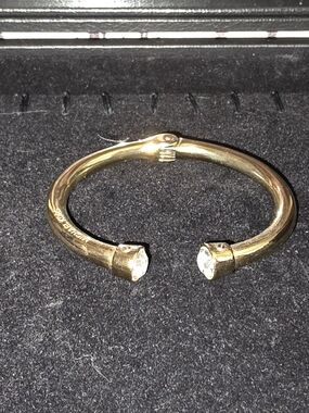 Michael Kors Gold Open Cuff Bracelet with Clear Crystal Ends